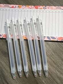 3支/6支装简易按动式圆珠笔，0.5毫米细笔尖，速干黑色墨水，轻质塑料笔身，书写流畅，办公学习用品，随机款式 - 黑色 - 查看 12