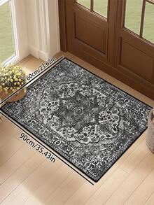 1pc Vintage Distressed Persian Style Rug, Red Bohemian Moroccan Comfortable Polyester, Pink Rug Rectangular Easy Care Washable Area Carpet, Suitable For Living Room, Hallway, Bedside, Sitting Room, Bedroom, Home Decor - Multicolor - View 7
