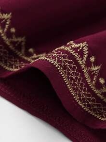 Elegant Embroidered New Year's Kaftan Women's V-Neck Short Batwing Sleeve Loose Comfortable Long Dress 2026 Spring Summer Resort Beachwear Swimsuit Cover Up Robe - Red - View 8