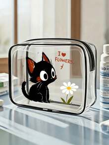 Cute Cat Themed PVC Toiletry Bag, PVC Travel Organizer Pouch, Zippered Closure - Lightweight, Fade-Resistant Makeup Cosmetic Bag, Suitable For Women And Girls, TSA-Approved Portable Makeup Case, Easy To Wipe Clean, Great Gift For Mom, Teacher, Friend, Nurse, Perfect For School Trips And Vacations, Waterproof Toiletry Bag - Multicolor - View 2