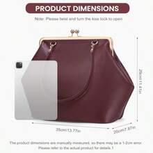 Large Women's Kiss Lock Bag PU Medium Top Handle Handbags Kiss Clasp Shoulder Bags Tote Purse Messenger Clutch - Đỏ - Xem 6