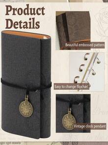 A6 Monthly Planner, Travel Notebook, Loose-Leaf Diary, Replaceable Six-Hole Binder, Replaceable Loose Pages, Reusable PU Leather Cover, PU Leather-Bound Six-Hole Binder Diary, Retro Replaceable-Leaf Travel Notebook (Includes Lined, Blank, Grid, And Kraft Paper), Scrapbook Diary With Pendant (A6, 80 Pages), Reusable Sticker Book/Sticker Collection Album (Will Not Damage Stickers), Ideal Gifts For Friends And Family. - Multicolor - View 5