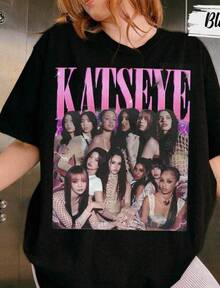 Katseye Shirt, The Beautiful Chaos Tour 2025 Shirt, Katseye Girl Group T-Shirt Vintage Katseye The Beautiful Chaos Tour Shirt, Katseye Kpop Graphics Tee, Katseye Gnarly  Parent-Child Outfits - 黑色1 - 查看 8