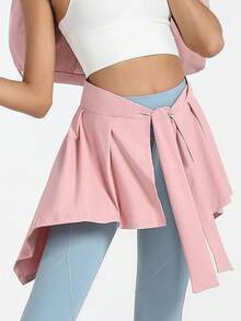 2pcs Women's Fitness Sports Wrap Skirt, Tennis Yoga Running Tie-Up Cover-Up, Yoga Ballet Tennis Skirt, Tie-Up Skirt, Breathable Fabric, Non-Stuffy, Suitable For Women's Cover-Up, Sports Fitness Running Wrap Skirt, Suitable For Gym, Outdoor Sports, Walking, Running, Yoga Running Fitness Slimming Quick-Dry One-Piece Covering Hip Anti-Flashing Half-Body Tennis Skirt Yoga Pants Cover - Multicolor - View 7