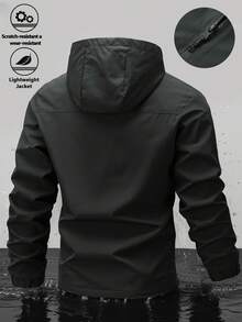 Men's Jacket With Hooded Design, Convenient Zipper Closure, Simple Yet Layered Style. Overall Slim Fit, Suitable For Daily Outings, Casual Gatherings And More Occasions. - Dark Grey - View 2