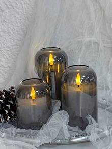 3 piezas de luces de velas sin llama recargables con temporizador y control remoto, velas LED recargables que no se derriten, color marfil, velas con llama cálida, adecuadas para el hogar, Halloween, Navidad, San Valentín, regalos, cumpleaños, bodas, fiestas, diferentes luces de ambiente para días festivos - Gris - con cable de carga - Ver 4