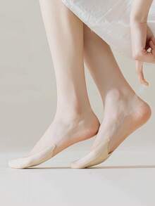 Women's Invisible Boat Socks, Summer Silicone Non-Slip Socks For High Heels, Thin Ice Silk Half-Palm Sling Socks, New Christmas Gift