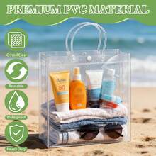 20个装大号透明礼品袋，带提手，加厚可重复使用透明PVC材质，适用于派对、婚礼回礼、购物、情人节礼物、婚礼派对礼物、鲜花袋、母亲节礼物、礼品、新娘送礼会、毕业礼物等场合（7.87英寸 x 7.87英寸 x 3.15英寸）。 - 彩色 - 查看 4