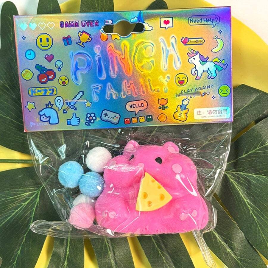 1Pcs Handmade Taba Hamster Stress Toys, Soft Sticky Silicone Fidget Toys For Adults & Kids, Cute Hamster Squeeze Toys, Sensory Anxiety Relief Toys For Party Favors & Gifts - 粉色 - 查看 1