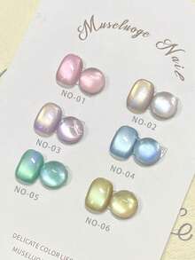 Miss Leia 1-6 15ml 春夏炫彩美人鱼猫眼凝胶指甲油，美白百搭极光玻璃紫磁性指甲油，彩色透明凝胶，适合美甲新手，UV/LED固化，可浸泡半永久，适用于美容院、美甲套装、DIY、居家、节日礼物（女士）、美甲、日常美甲护理用品 - 彩色 - 查看 4