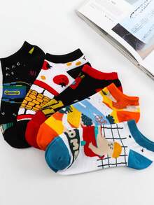 5双装女士时尚百搭船袜和隐形袜 - 彩色 - 查看 2