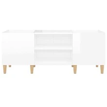 vidaXL Armadio a dischi bianco brillante 121x38x48 cm in legno metalmeccanico - Bianco - Visualizzare 5