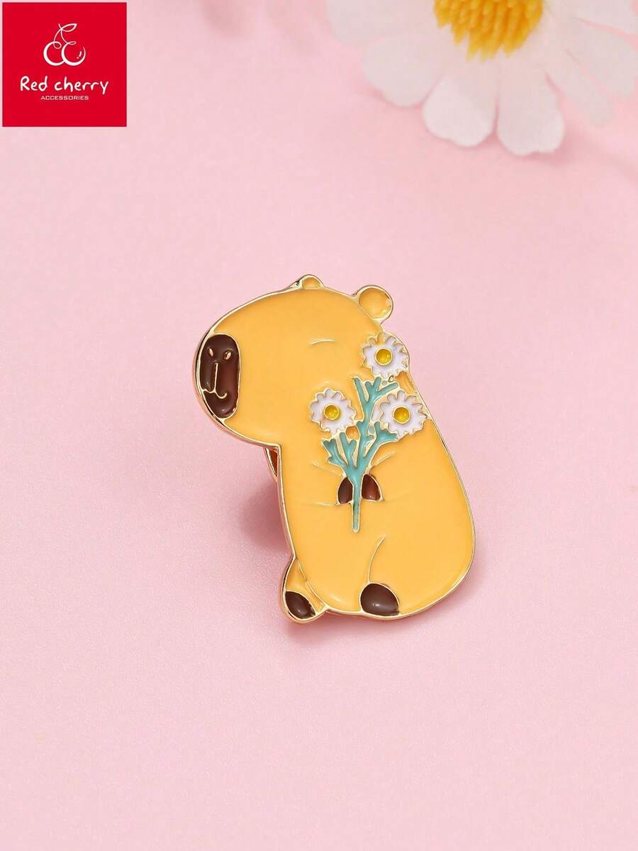 1pc Cute Capybara Animal Zinc Alloy Brooch, Suitable For Women To Decorate Clothing And Bags For Daily Wear - one-size - View 1