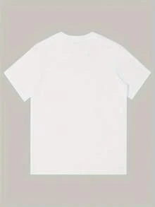 Plus Size Men's Black T-Shirt, Purple And White SAY LESS Print, Suitable For Casual Wear - trắng - Xem 2