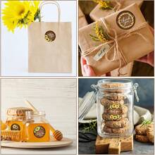 500 piezas Pegatinas redondas de madera con diseño de girasol y agradecimiento en inglés, 1 pulgada, 8 diseños, etiquetas autoadhesivas de PVC para sellar bolsas de dulces, cajas de regalo con flores, cajas de pasteles, empaque de regalos para fiestas festivas y decoración DIY - Pegatina de agradecimiento de girasol - Ver 5