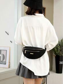 1pc Women's Waterproof Waist Bag, Fashion Crossbody Shoulder Bag, Multi-Layer Casual Bag, Minimalist Versatile Lightweight Design, Retro Travel Bag, Multi-Compartment Sports Waist Pack, Nylon Material Chest Bag - Black - View 8