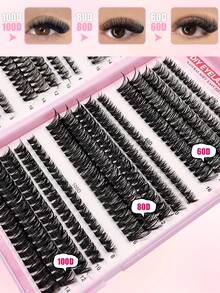 Asiteo 590片装D型卷翘仿貂毛假睫毛 - 30D+40D+50D+60D+80D+100D DIY睫毛嫁接 - 高级D型卷翘自然蓬松单根睫毛 - 可重复使用，轻盈易贴 - D - 查看 5