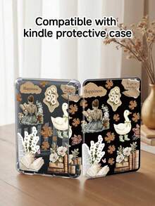 Maple Leaf & Book Element Patterns Tablet Case Compatible With IPad 11/IPad 10/IPad 7/8/9th/IPad Air 7th 11inch/IPad Air 5th/Kindle Paperwhite 11th/Kindle Paperwhite 12th,Compatible With Samsung Galaxy Tab, Clear Back ,Fashion Pattern Protective Case,Automatic Sleep And Wake-Up Function, Airbag Protection, Tales Collection – Cozy Reading Companion Tablet Cover - Multicolor - View 9