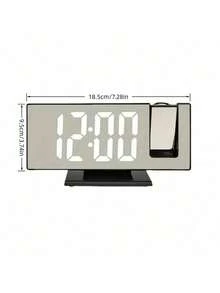 1pc - New Mirrored Projection LED Clock, Multifunctional USB Powered Electronic Alarm Clock With Auto-Dimming Function To Protect Eyes. Alarm Every 5 Minutes. Rotatable Projection. 4 Brightness Levels. - Multicolor - View 4