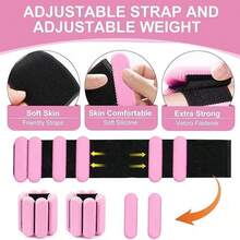 2pcs Adjustable Wrist/Ankle Weights Set (1lb Each) | Women, Men, Kids Rubber Workout Equipment - Strength Training, Walking, Running, Yoga, Pilates, Gym - Multicolor - View 4
