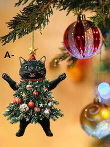 1pc Black & White Acrylic Flat Cat Pendant Keychain, Individually Packaged, Can Be Hung On Keychains, Rearview Mirrors, Backpacks. Cat Pendant, Valentine's Day Pendant, Holiday Pendant, Christmas Decoration, Valentine's Day Party Decoration. - Multicolor - View 3