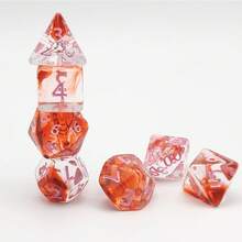 7颗装优质透明红色多面骰子套装，适用于角色扮演游戏和桌面游戏，D&D骰子，是感恩节/圣诞节/情人节的绝佳礼物，也可用作圣诞装饰品。