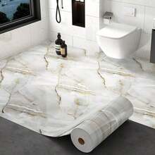 1卷防水大理石纹自粘壁纸 - 可移除，撕开即可粘贴，适用于桌面、厨房台面、房间装饰、家居装饰等。 - 彩色 - 查看 1