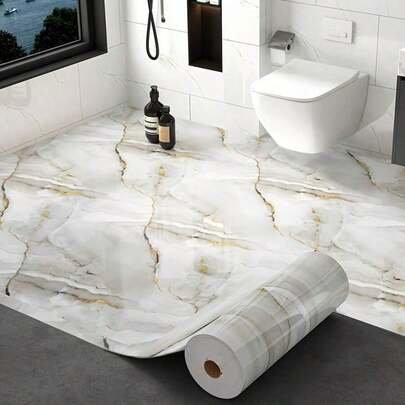 1卷防水大理石纹自粘壁纸 - 可移除，撕开即可粘贴，适用于桌面、厨房台面、房间装饰、家居装饰等。