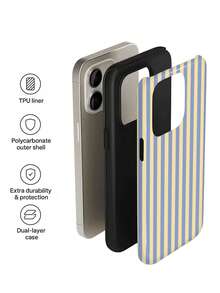 1pc Minimalist Artistic Colorful Striped Pattern Glossy 2-In-1 Film Hard Phone Case Compatible With Samsung/ 11/12/13/14/15/16/17 Pro Max, International Version,  Not The Domestic Version - Multicolor - View 5