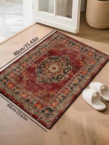 1pc Vintage Distressed Style Rug, Grey Bohemian Moroccan Polyester Fiber Comfortable, Rectangular Easy Care Washable Area Carpet, Suitable For Living Room, Hallway, Bedside, Sitting Room, Bedroom Home Decor - 彩色 - 查看 14