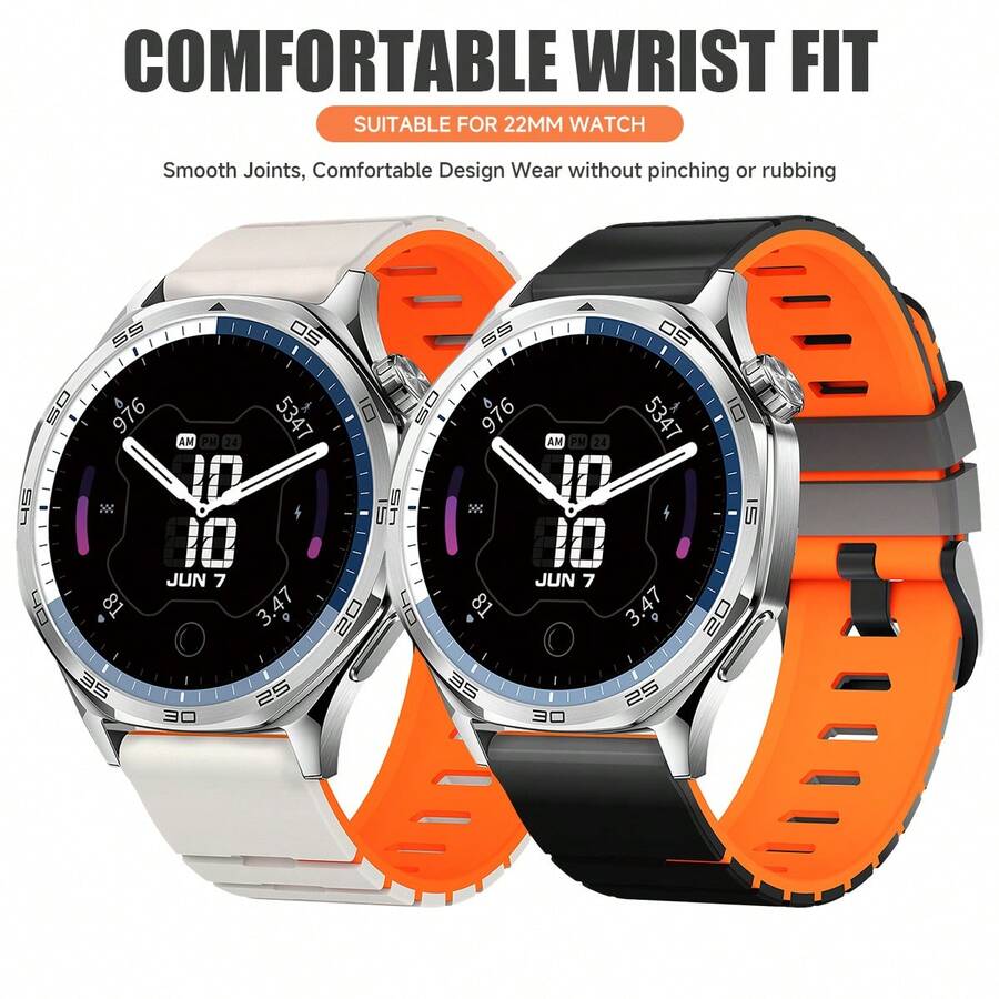 22mm Watch Band Compatible With Samsung Gear S3 Frontier Classic/Watch 3 45mm 46mm Silicone Strap Compatible With HUAWEI GT6 GT 6 Pro 46mm Bracelet Belt
