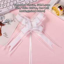 10 piezas/paquete Lazo de organza con diseño de copos de nieve, cinta, envoltura de regalo floral, volante hecho a mano, fiesta navideña, boda, coche de boda (entrega de estilo aleatorio) - Blanco - Ver 5