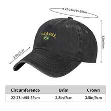 BRASIL Flag Print Baseball Cap - Classic Washed Vintage Snapback Hat, Outdoor Casual Sports Streetwear Vacation Hat, Brazilian Style Street Hip-Hop Chic - 黑色 - 查看 2