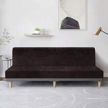 Funda de futn elstica de piel sin brazos, protector de muebles con parte inferior elstica, funda de futn suave y lavable para sof cama X ms grande, chocolate - XGrande06chocolate - Ver 3