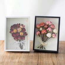 1个3D镂空亚克力干花展示架，加厚塑料框架礼品DIY标本干花展示框，悬浮透明双面桌面展示框，婚礼节日礼物 - 彩色 - 查看 3