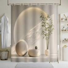 1 件装优雅浴帘，现代简约米色中性色调，耐用涤纶面料，打造水疗般的浴室氛围 - 易于安装和清洁，现代优雅，质地光滑，浴室装饰及配件，房间装饰，适用于家庭、酒店、度假村，礼品 - 彩色 - 查看 4