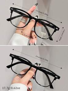 3-Pack Minimalist Plain Glasses Set – Transparent, Black & Tortoiseshell Frames, Unisex Fashion Decorative Eyewear - 黑色+透明+玳瑁色 - 查看 8