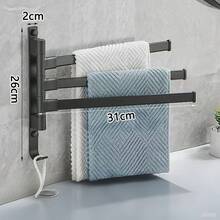 1个铝制毛巾杆，180°旋转淋浴毛巾架带挂钩，适用于浴室，可选1/2/3/4/5根杆以满足不同家庭需求，壁挂式毛巾架，大容量强力承重毛巾架，浴室配件，浴室收纳，浴室毛巾架，可折叠，免钻孔安装，适用于洗手台、厕所和浴室，简单实用。 - 彩色 - 查看 24