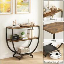 3 Tier Console Tables, 30" Height Entryway Table, Sofa Table Behind Couch, Industrial Entryway Furniture Entry Way TV Stand With Storage For Living Room, Hallway, Entrance, Rustic Brown - Brown - View 4