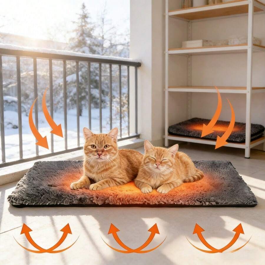 Self-Heating Cat Bed Mat - Wool Pet Heating Pad, Suitable For Cats And Small Dogs, Non-Electric Heating Blanket, Applicable For Sofa, Cage And Bed (Machine Washable)