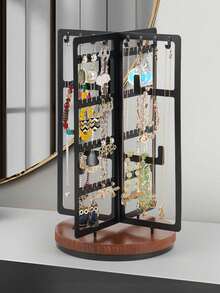 1 件装多功能优雅首饰收纳架，可拆卸支架，旋转展示架，适用于耳环、项链、戒指托盘，空间宽敞，易于组装，节日/情人节/生日礼物