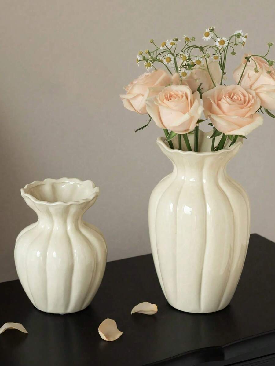 Jarrón plano con forma de O, adecuado para la decoración del dormitorio y la sala de estar - Multicolor - Ver 1