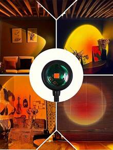 Đèn chiếu LED màu đỏ hoàng hôn có thể điều chỉnh 360°, tạo hiệu ứng ánh sáng ấn tượng, sử dụng nguồn USB, chất liệu ABS, thích hợp trang trí tường phòng ngủ, phòng khách, không cần pin. - Nhiều màu - Xem 5