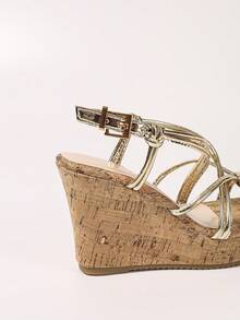 Sandal đế bằng đính sequin thời trang nữ, nhẹ, thoải mái, tối giản, hở mũi, thích hợp cho hoạt động ngoài trời, đi biển, mùa xuân/hè. - Rượu sâm banh - Xem 3