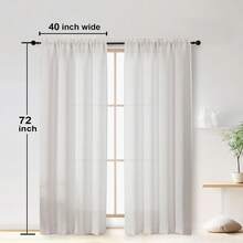 72 Inch Length 2 Panels Set Living Room Bedroom, Filtering Faux Slub Textured Window Curtain Panels, Solid Airy Soft Rod Pocket French Door Drapes, 2 Pcs 40Wx72L, Window Treatments - Blue - View 4