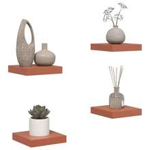 vidaXL Étagère Murale 4 pcs Rouge 23 x 23,5 x 4 cm Bois d'ingénierie - Vermelho - Ver 3