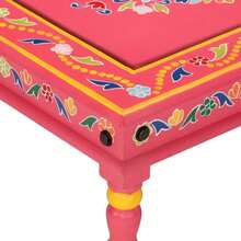 vidaXL Table basse rose bois de manguier massif peint à la main - Rose bonbon - Voir 4