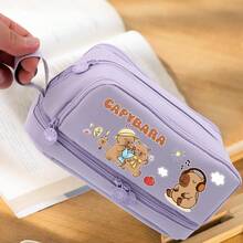 Capybara Cute 6pcs Click Pens - Black Ink, Plastic, No Feathers, Stocking Filler, Notebook Accessories|Playful Design|Plastic Pens,Large-Capacity Multi-Layer Pencil Case,Back To School Supplies Essentials Office Supplies Valentine's Day Gifts - Multicolor - View 4