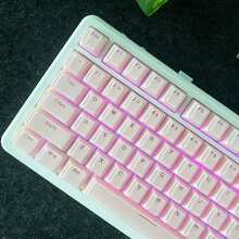 136 Keys Pink Crystal Jelly Keycaps Full Set, BPT Doubleshot Translucent Crystal Keycaps - Only Keycaps - View 3
