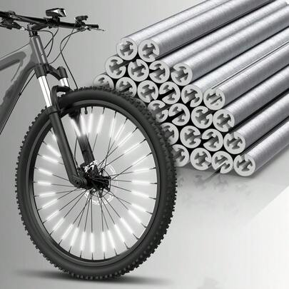 自行车反光辐条，提升夜间骑行安全，适用于山地车和公路车，易于安装和拆卸，提供360°可视性。